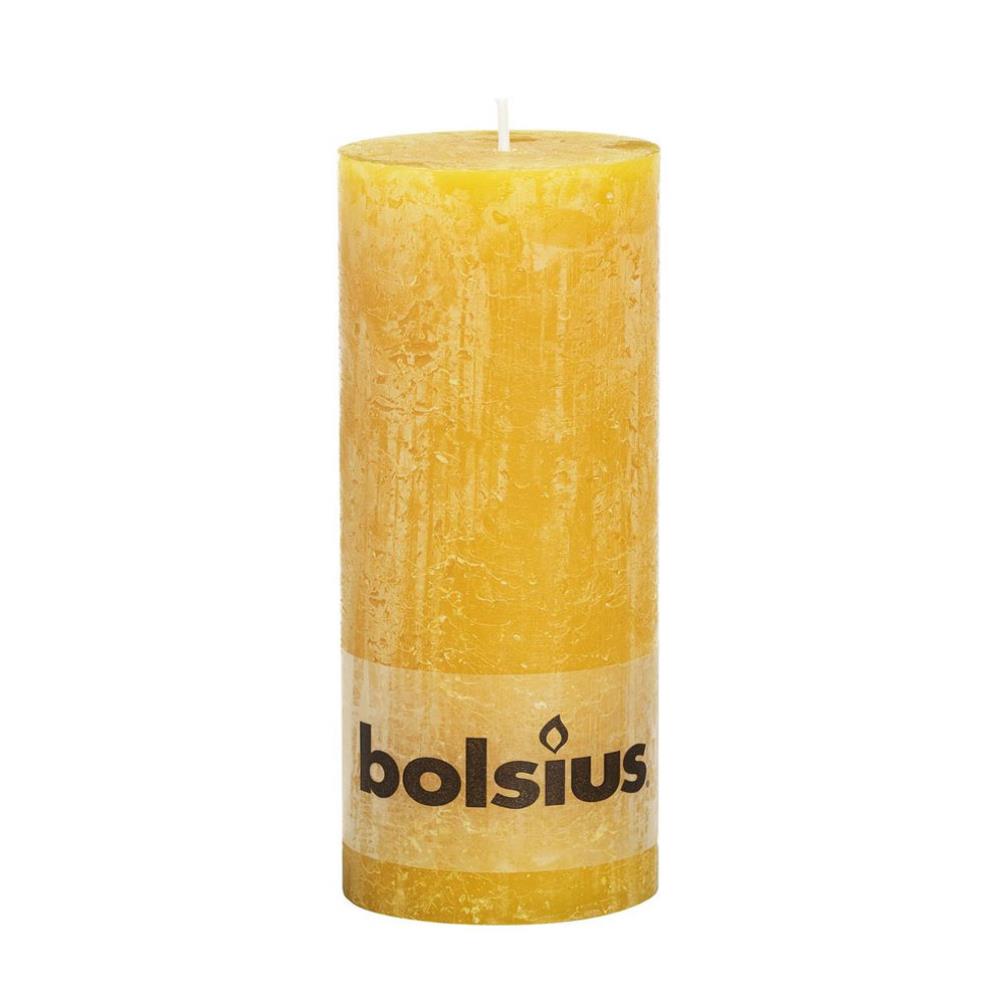 Bolsius Ochre Yellow Rustic Pillar Candle 19cm x 7cm £6.29